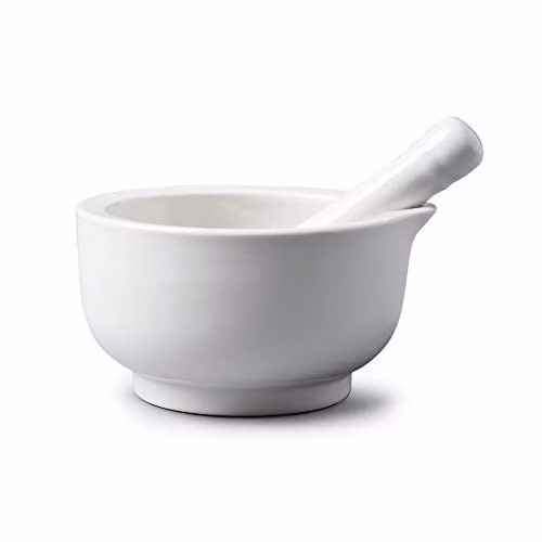 WM Bartleet & Sons White Porcelain Mortar and Pestle Set, 14cm