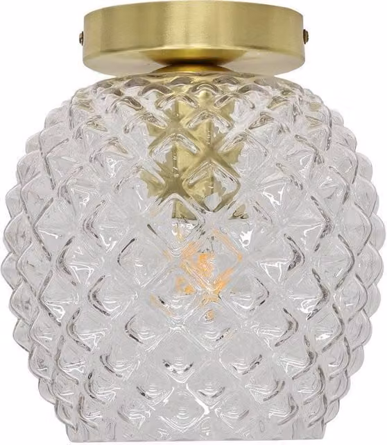 First Choice Lighting Baine Round Ceiling Light Fitting with Transparent Glass and Gold/Brass Finish