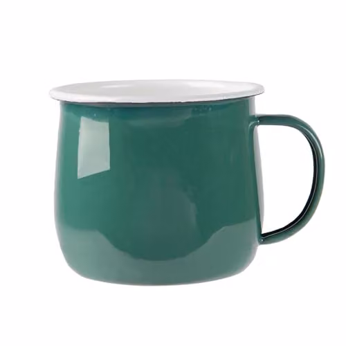 Argon Tableware Enamel Belly Mugs, Green and White, 375ml, Set of 12 – 6