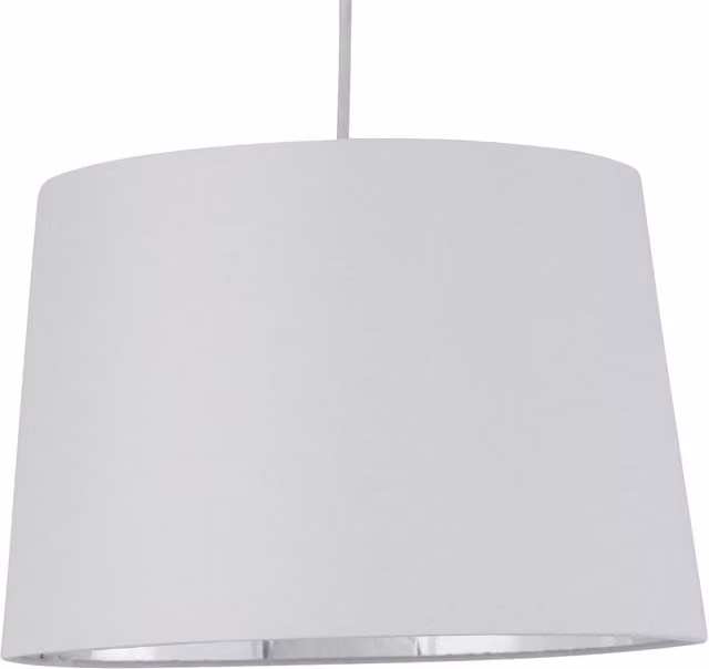First Choice Lighting Zoey White and Silver Fabric Cylinder Easy Fit Pendant Lamp Shade