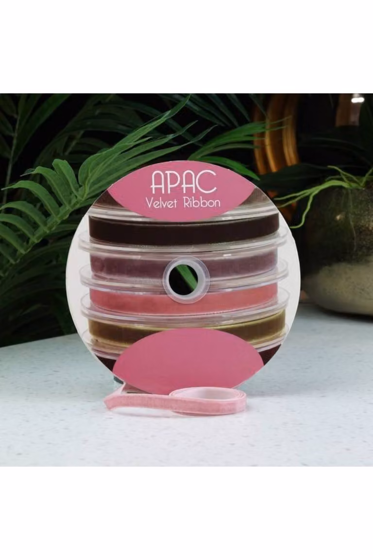 KDMD Dusky Pink Velvet Ribbon, 2 Pack (Width: 10 mm, Length: 20 m per roll)