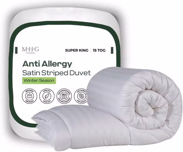 MHG Living Anti-Allergy 15 Tog Extra Warm Winter Duvet, White Breathable Hollow Microfibre Quilt