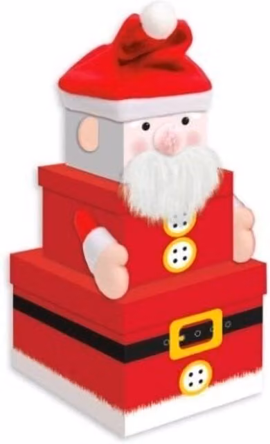 KDMD Large Stackable Red and Gold Paper Christmas Santa Gift Boxes – 1