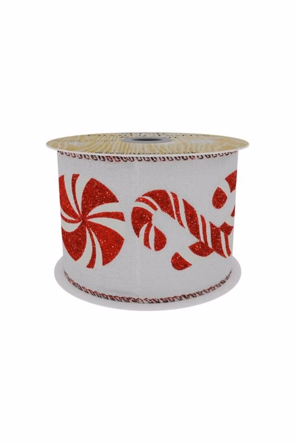 KDMD Taffeta Ribbon with Red and White Candy Cane Pattern, Width: 6.3 cm, Length: 9 m – 2