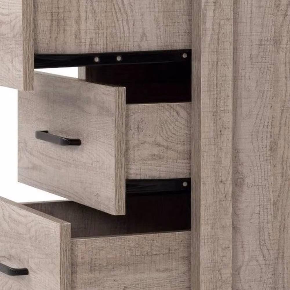 FORGEVIO Modern 3 Drawer Bedside Table in Light Oak and Brown Wood Finish – 2