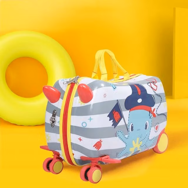 Dekko 17 Inch Kid Ride On Luggage Children Suitcase with Travel Scooter Seat, Multicolour – 1