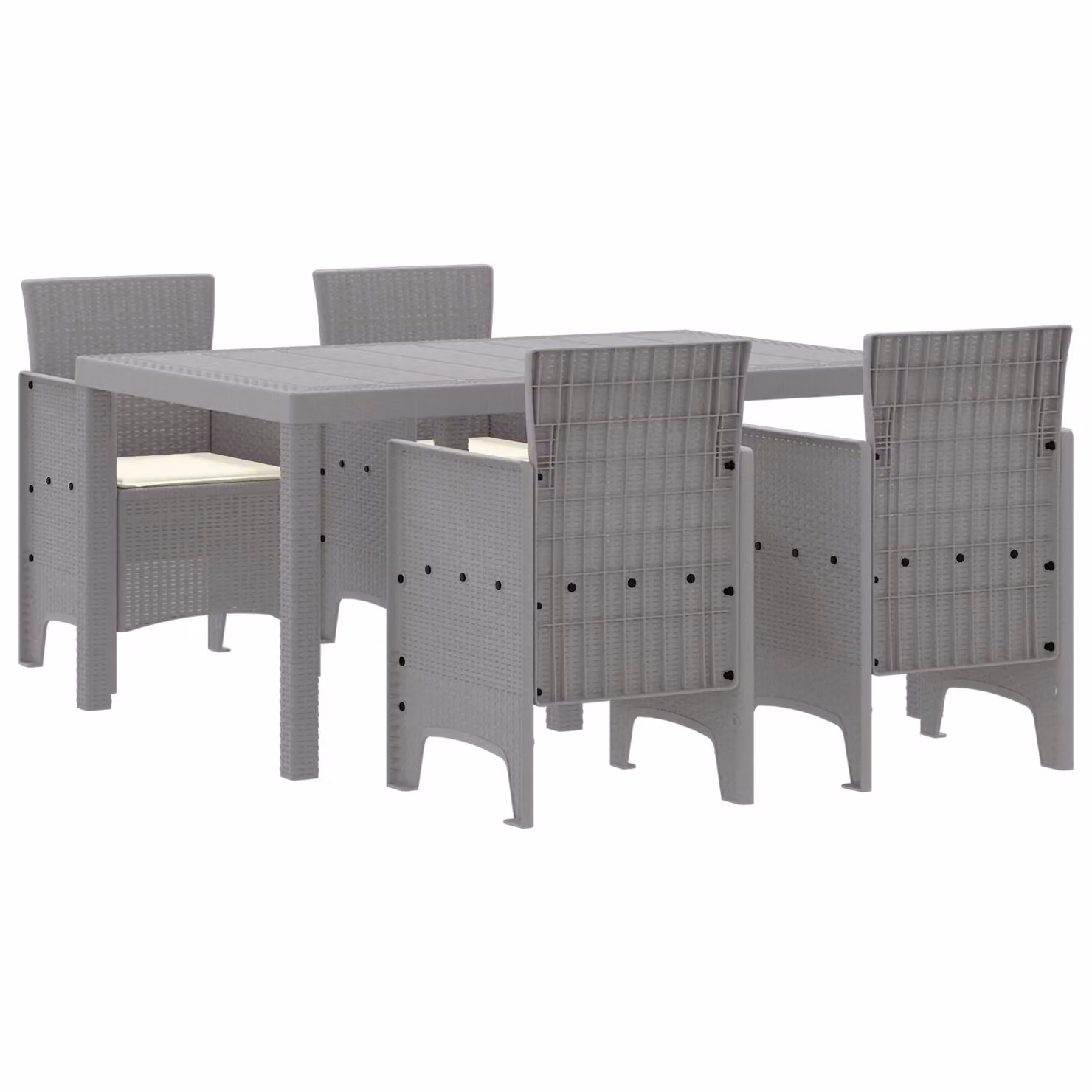 Berkfield Home 5 Piece Light Grey Poly Rattan Garden Dining Set with Cushions – 2