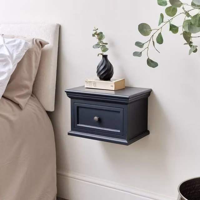 Melody Maison Daventry Wall Mounted Bedside Table in Navy Black