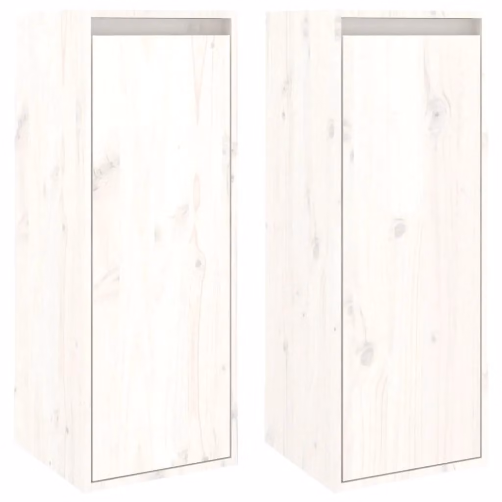 Berkfield Home Set of 2 White Solid Wood Pine Wall Cabinets W/D/H: 30 x 30 x 80 cm – 2