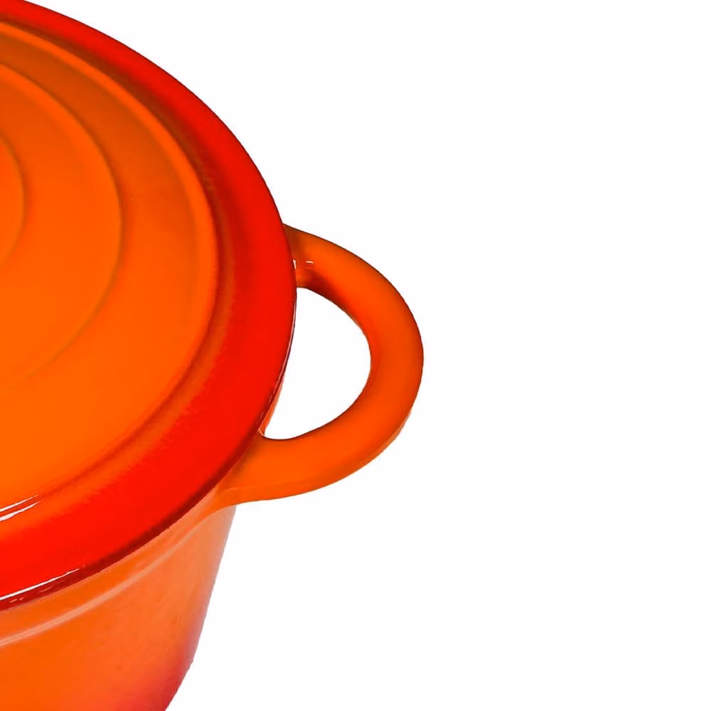 Toque Enamelled Cast Iron Dutch Oven Casserole Dish with Lid, Orange, 24cm – 5