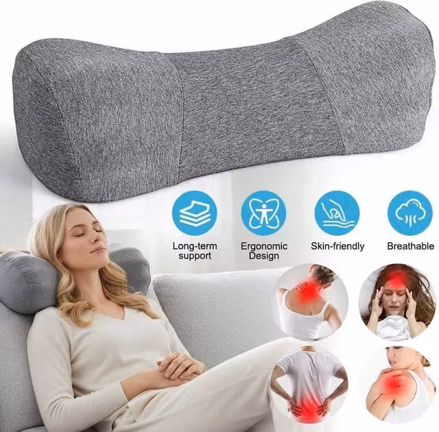 FLAVORA Soft Memory Foam Cervical Neck Support Pillow in Grey