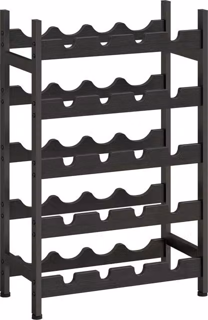 HOMCOM Industrial 5-Tier Freestanding Wine Rack and Liquor Cabinet in Black – 1