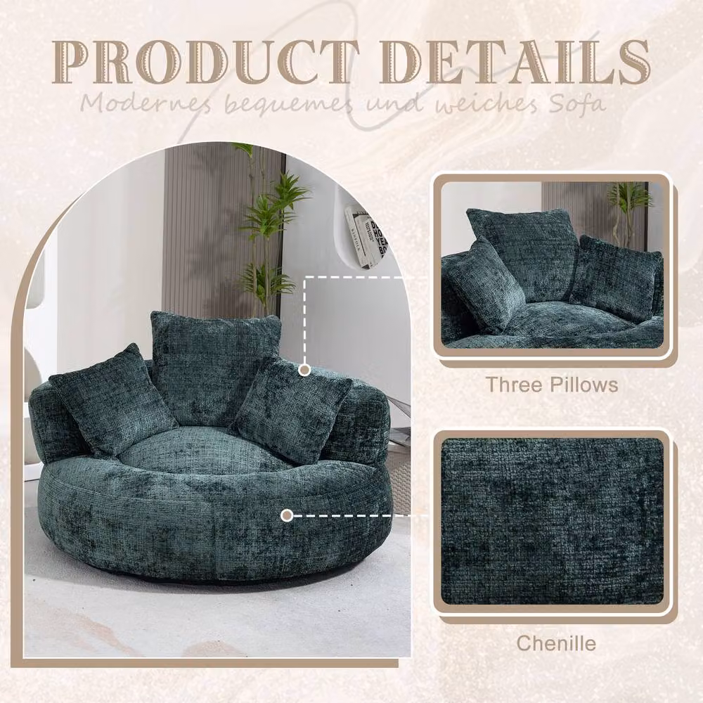 Direct Wicker Emerald Green Chenille High Back Lazy Sofa Bean Bag Chair – 3