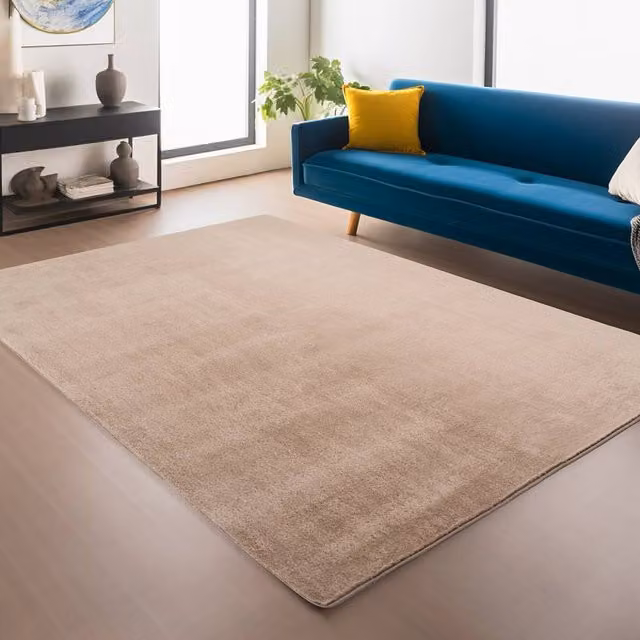 Desire Rugs Snuggly Washable Low Pile Area Rug with Anti-Slip Felt Backing, Beige, W: 100 cm, D: 60 cm – 1