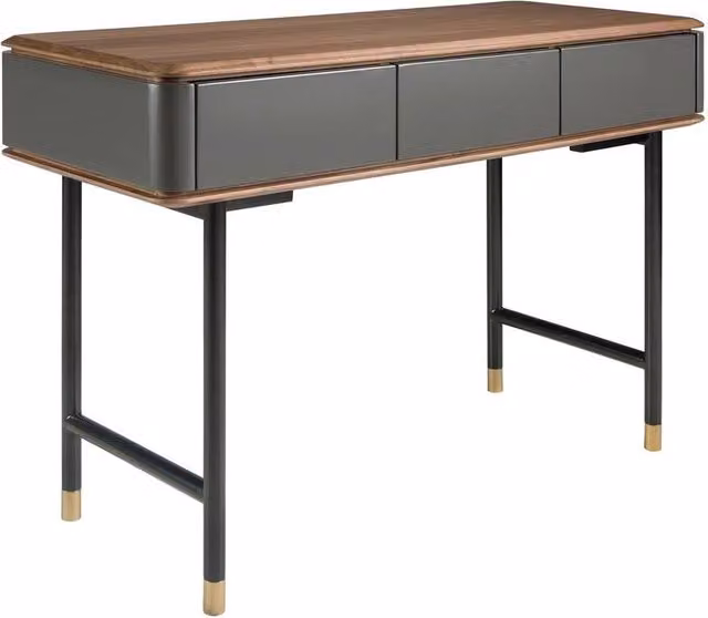 Angel Cerda Rectangular Console Table with Walnut Veneer Top in Dark Grey, W/D/H: 120 x 50 x 80 cm – 1