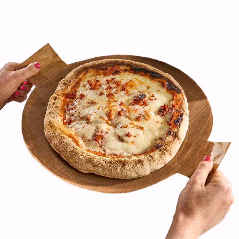 Cooks Professional Set of 12 Non-Stick Round Silicone Pizza Trays with Handles in Light Brown – 4
