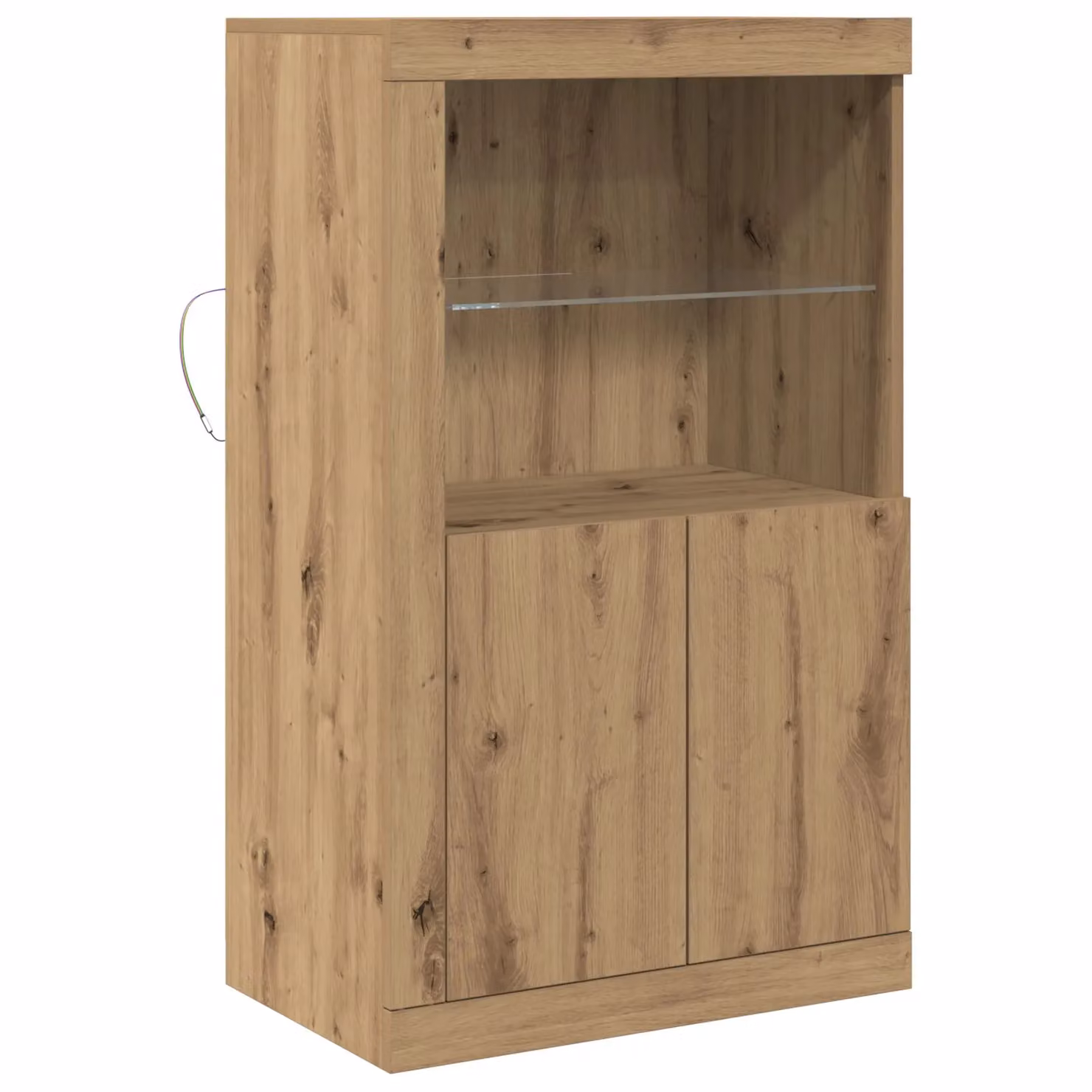 Berkfield Home Artisan Oak Sideboard with Integrated LED Lights in Brown, W/D/H: 100 x 37 x 60.5 cm – 2