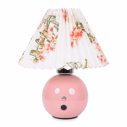 ValueLights Pink Floral Ceramic Rechargeable LED Portable Table Lamp with Touch Dimmer – 1
