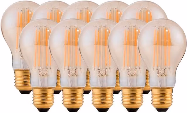 Harper Living 8W A60 E27 LED Bulb, Warm White, Dimmable, Transparent, Pack of 10