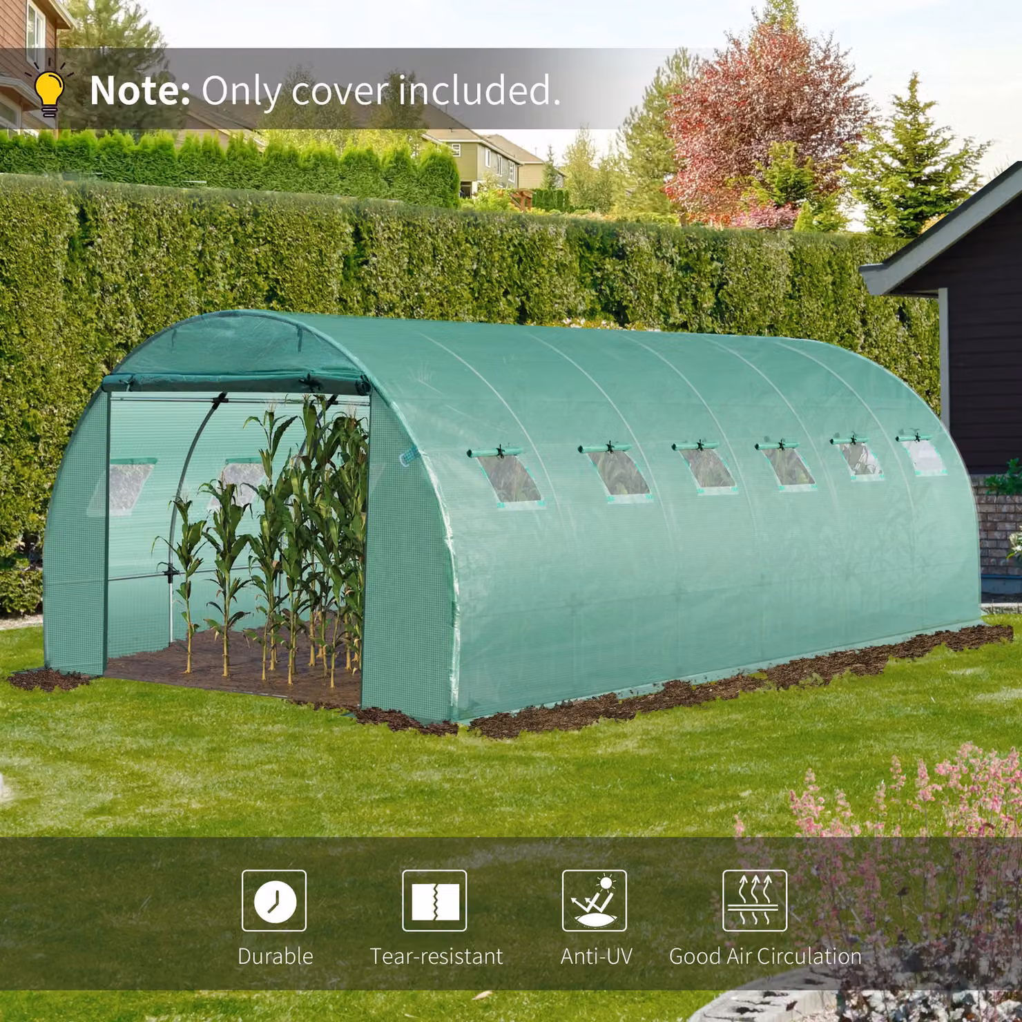 OUTSUNNY Replacement Greenhouse Cover for Tunnel Greenhouses in Pale Green – 3