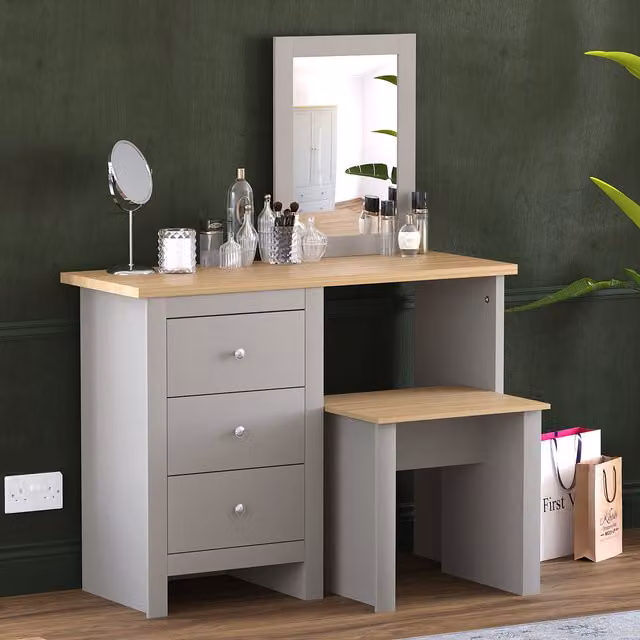 Vida Designs Arlington Modern Dressing Table Set in Grey – 1