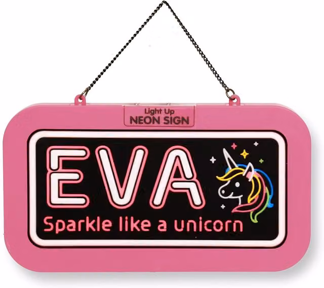 History & Heraldry Eva Pre-personalised Light-Up Neon Bedroom Sign in Pink
