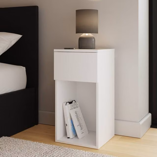 GFW Finn Minimalist Bedside Table in White – 1