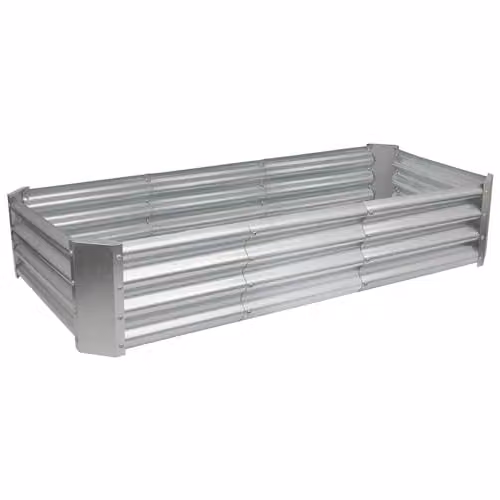 Harbour Housewares Raised Garden Bed in Silver, Galvanised Steel Rectangular Bottomless Planter, W: 180 cm, D: 90 cm, H: 30 cm – 1