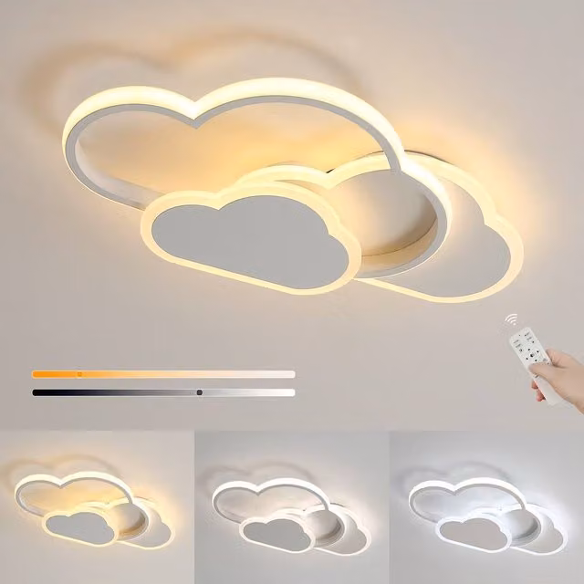 Goeco Dimmable LED Cloud Ceiling Light for Children's Rooms, White, 32W