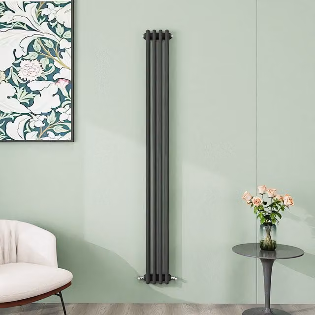 AicaBathroom Vertical Traditional Cast Iron Style 3 Column Radiator in Anthracite, H 180 cm x W 20 cm x D 20 cm