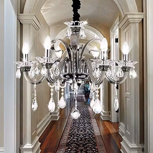 Netlighting Dunja Multi Arm Chandelier with K9 Crystals in Chrome and Silver, 6 x E14 – 2