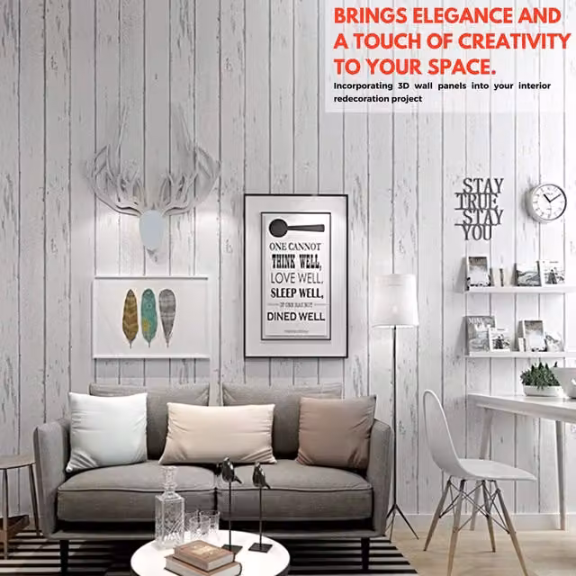 NOVECRAFTO Self Adhesive Wood Effect Wallpaper, White, 4 Rolls (5.40sqm)