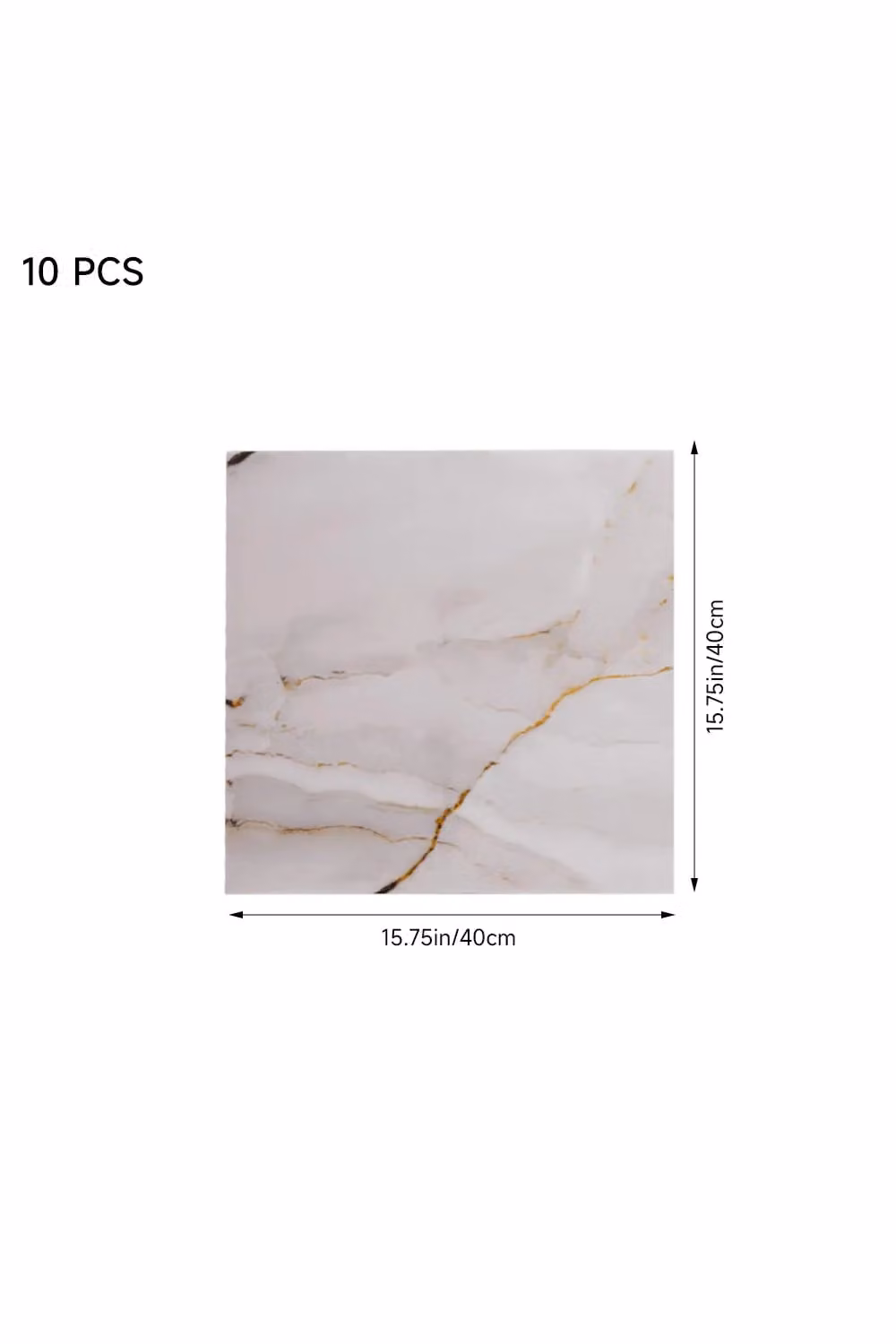 Living and Home 10pcs White Marble and Gold Cracked Wall Stickers, W/D: 40 x 40 cm – 2