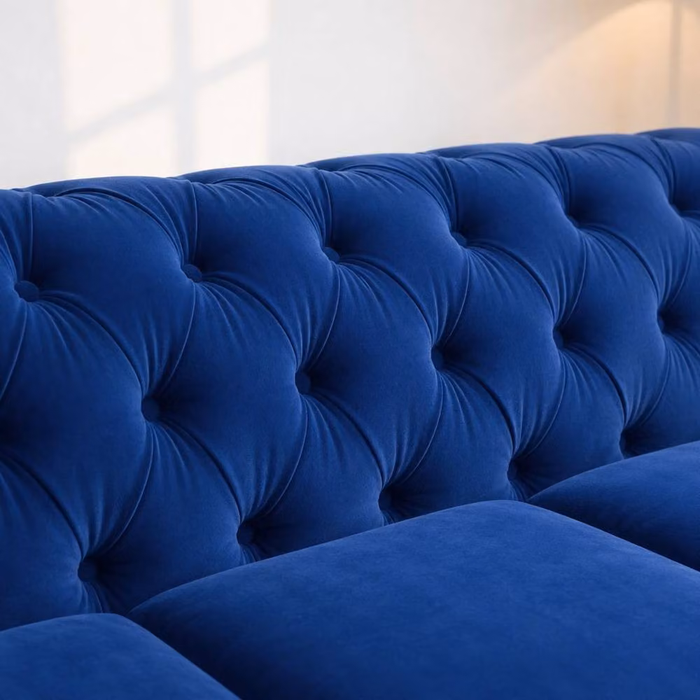 Sofaya Hampton 4 Seater L Shape Chesterfield Sofa in Blue Velvet with Left Hand Chaise – 3