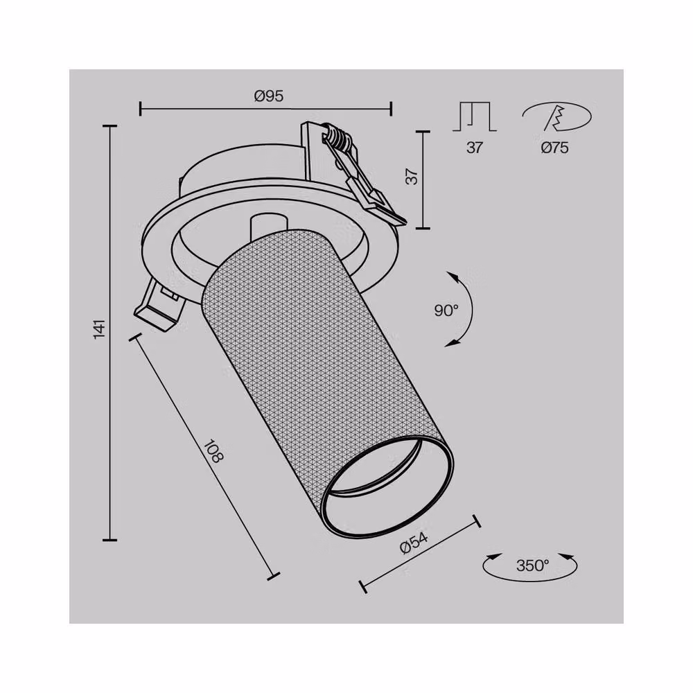 Netlighting Artisan Recessed Downlight in Gold/Brass with 1xGU10 Socket – 2