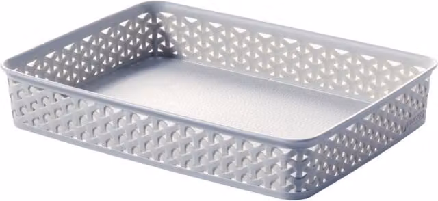Curver Grey A4 Plastic Rattan Letter Tray Office Desk Organiser