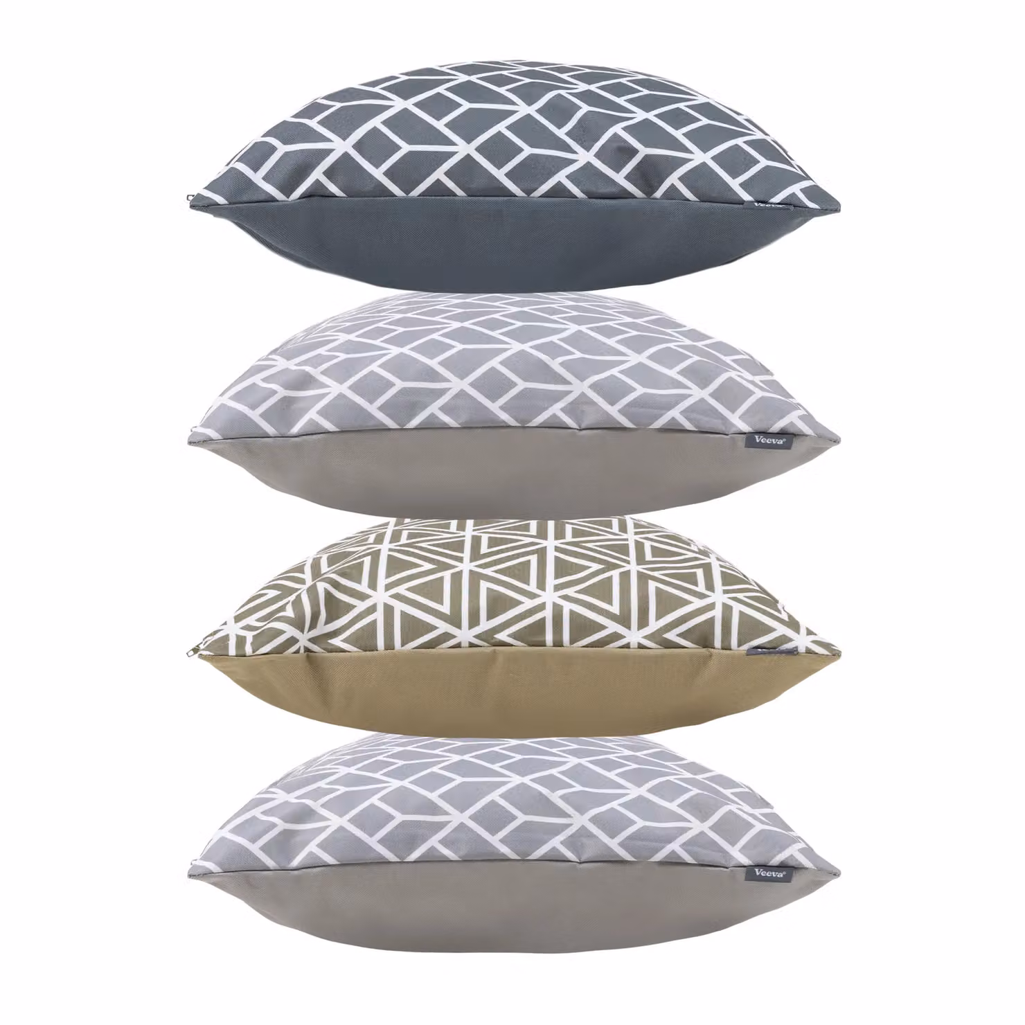 icon Set of 4 Grey and Multicolour Geometric Waterproof Square Outdoor and Indoor Cushions, W/D/H: 43 x 43 x 43 cm – 1