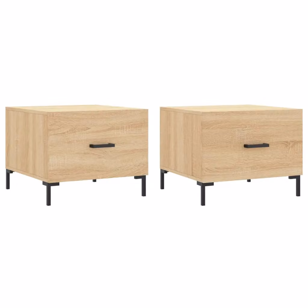 Berkfield Home Set of 2 Sonoma Oak Coffee Tables in Brown, W/D/H: 50 x 50 x 40 cm – 2