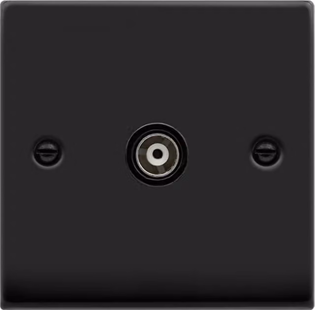 SE HOME Black Flush Single Isolated Coaxial Socket with Plastic Plate