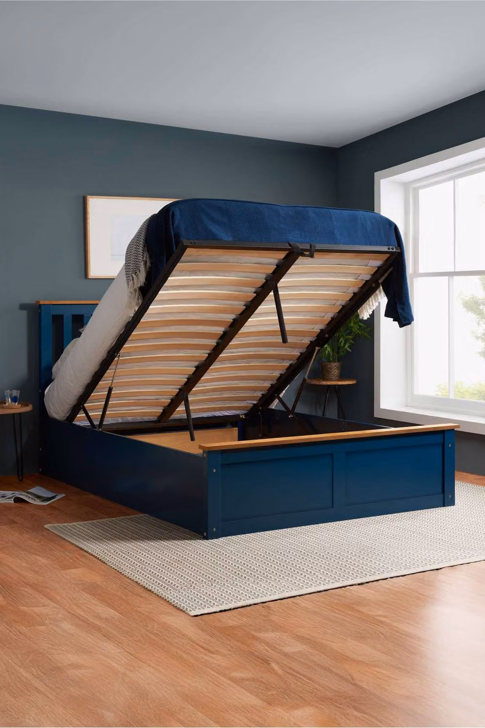 Birlea Phoenix Ottoman Storage Bed Frame in Navy Blue, W/D/H: 120 x 200 cm – 2
