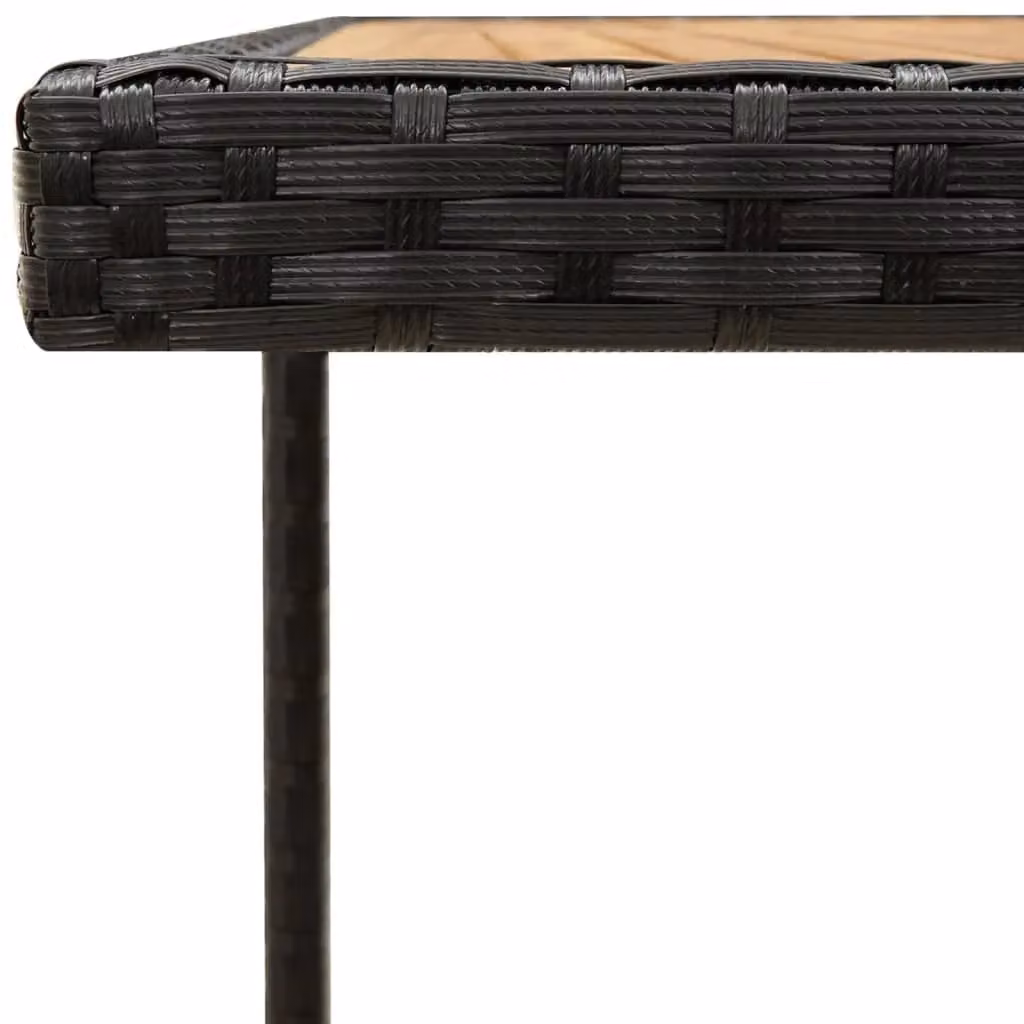 Berkfield Home Black Poly Rattan and Acacia Wood Garden Table W/D/H: 109 x 107 x 74 cm – 4