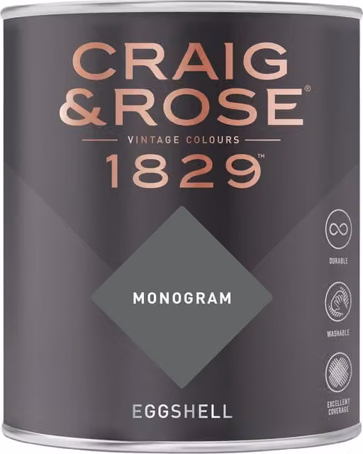 Craig and Rose Monogram Eggshell Paint in Grey