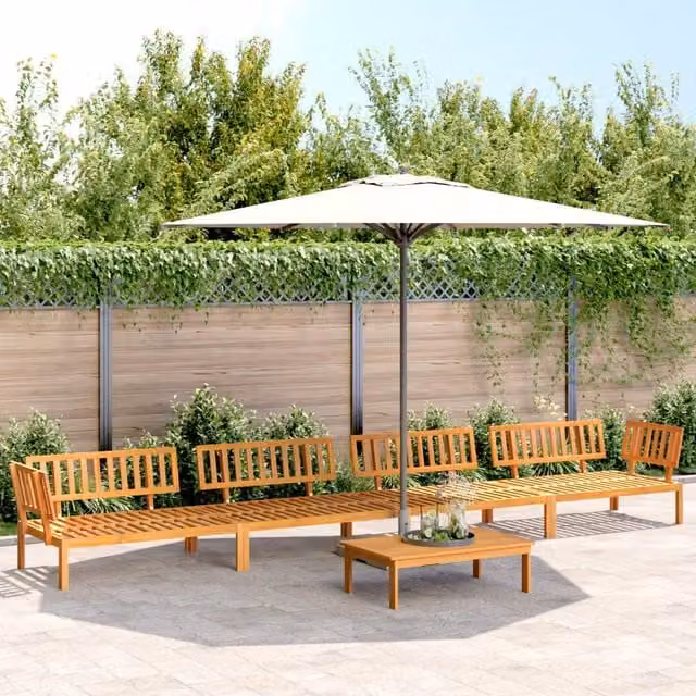 Berkfield Home 5 Piece Garden Pallet Sofa Set with Outdoor Coffee Table in Brown Solid Acacia Wood