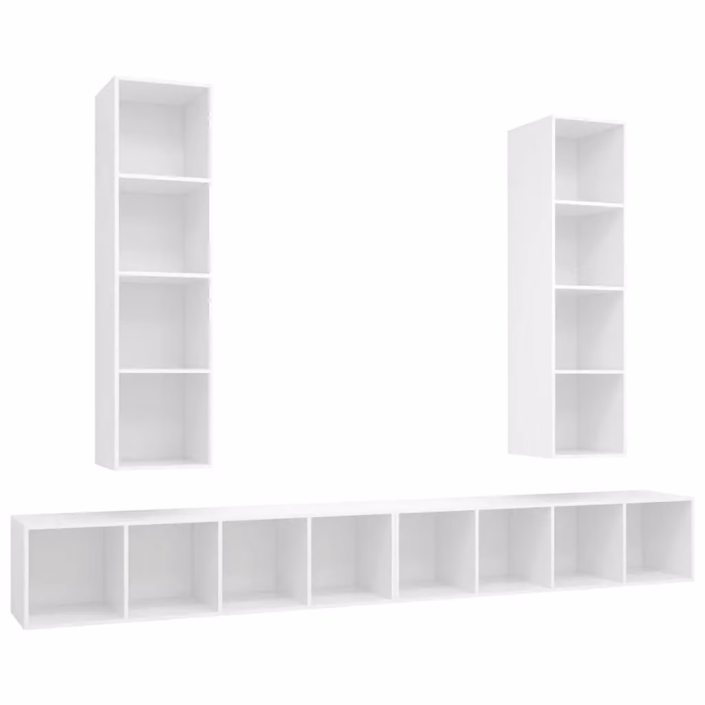Berkfield Home 4-Piece Wall-Mounted White MDF TV Cabinet Set for Your Living Room – 2