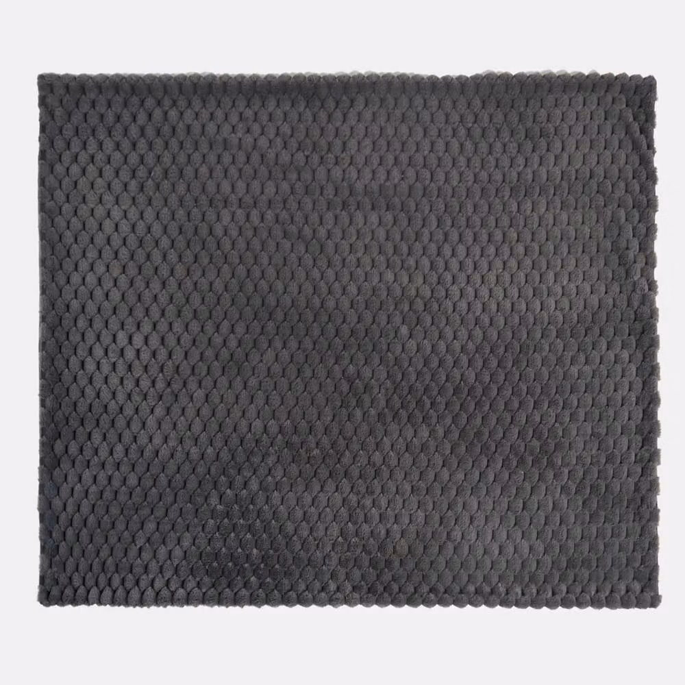 OHS Thick Waffle Faux Fur Soft Fleece Throw Blanket in Grey, W: 160 cm, L: 200 cm – 2