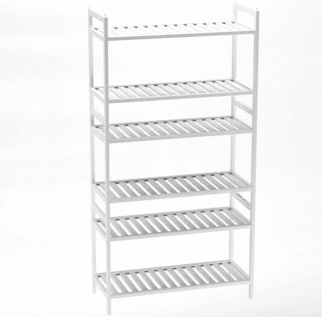 EONLION Set of 3 Stackable Bamboo Wood Shoe Racks in White – 1