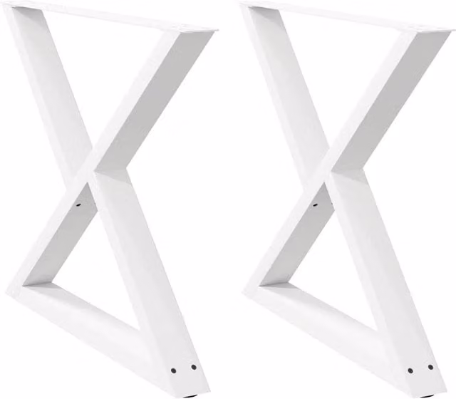 Berkfield Home Steel Dining Table Legs, 2 Pieces, White, H: 72-73.3 cm x W: 90 cm