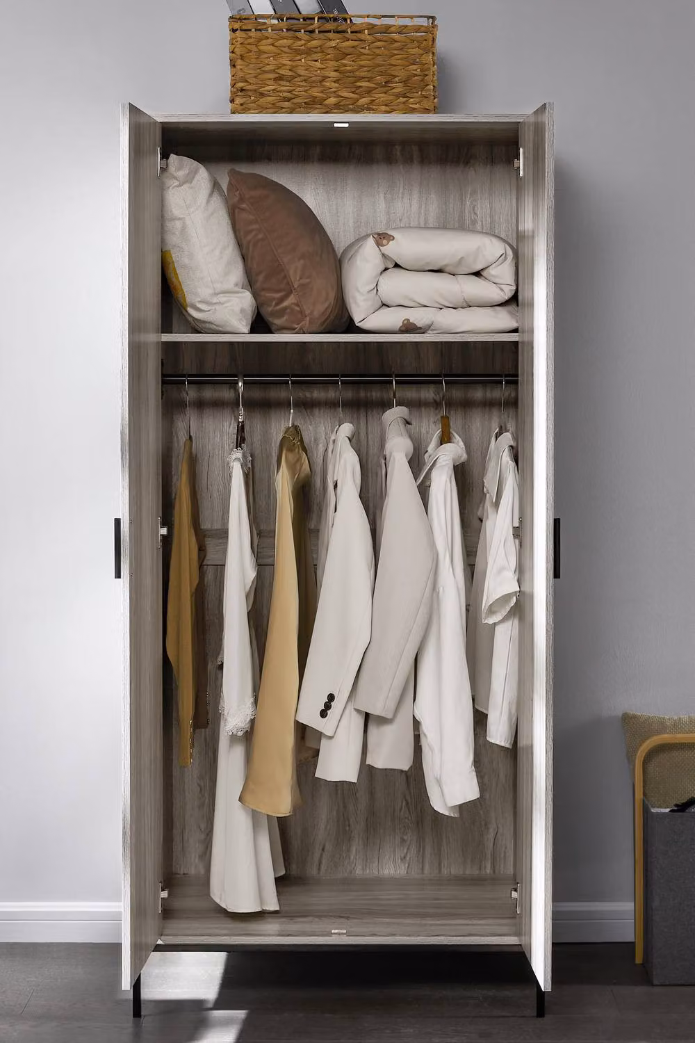 HD Designs Brooklyn 2 Door Wardrobe in Grey, W/D/H: 180 x 52 x 83 cm – 2