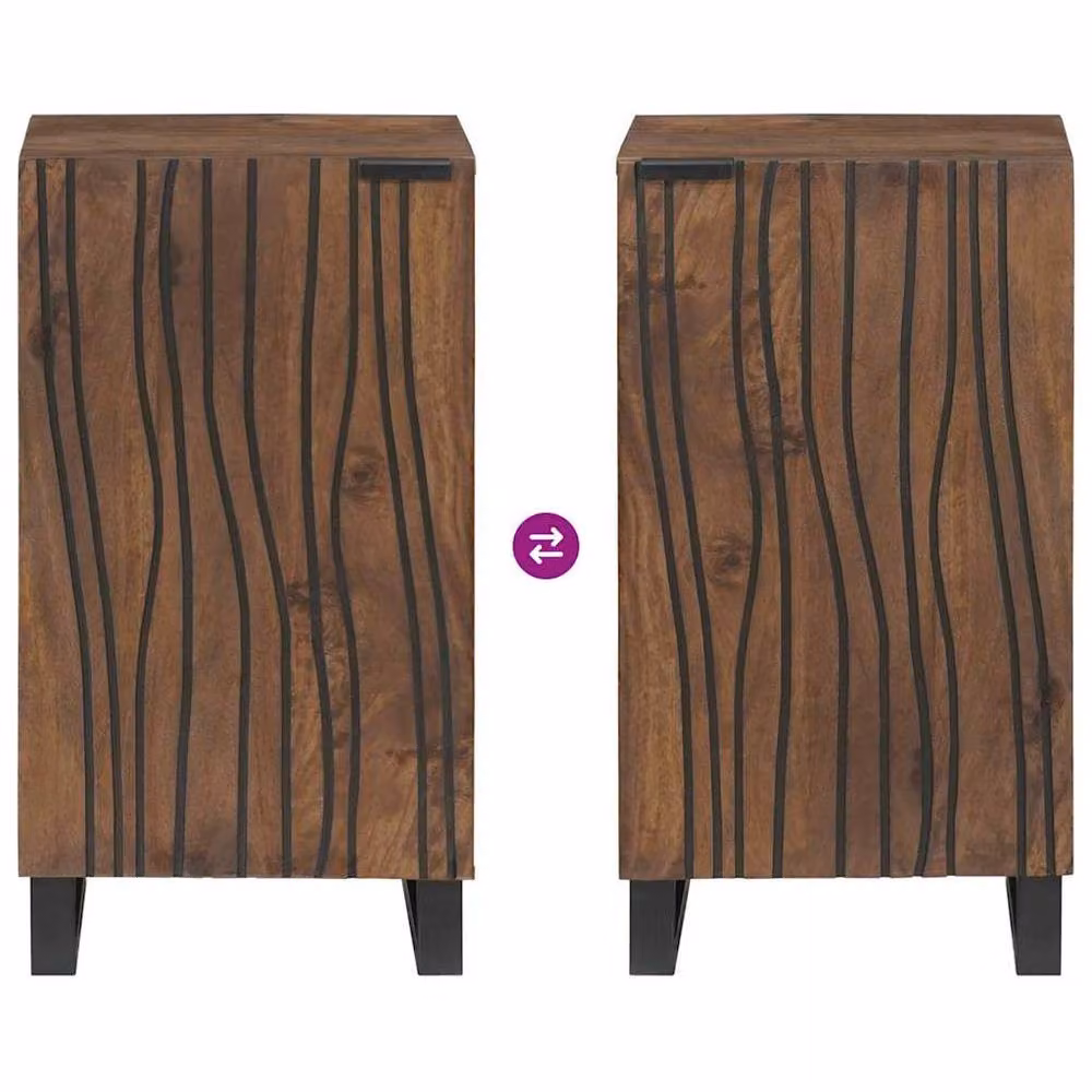 Berkfield Home Modern Mango Wood Sideboard in Brown and Black, W/D/H: 40 x 33.5 x 75 cm – 4