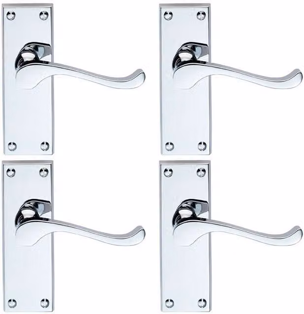 Loops 4 Pairs of Victorian Scroll Handles with Latch Backplate in Polished Chrome